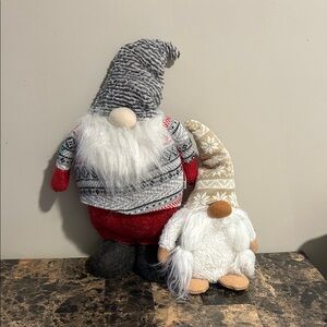 Festive Gnome Duo with Red and Gray Accents